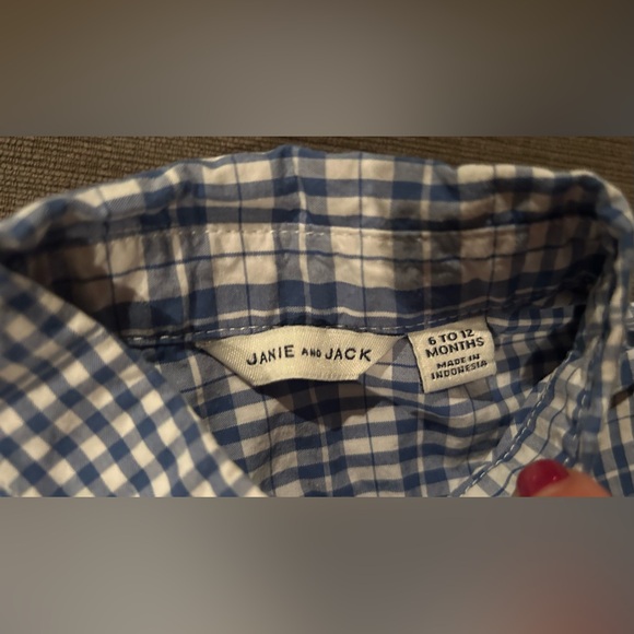 Janie and Jack Baby Boy Plaid Button up shirt 6-12mo - Picture 2 of 5
